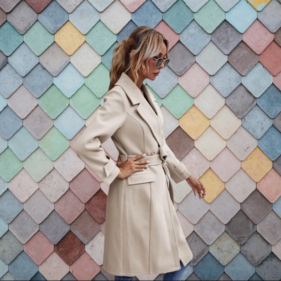 Belted Trench Pea Coat - Picture 4 of 7